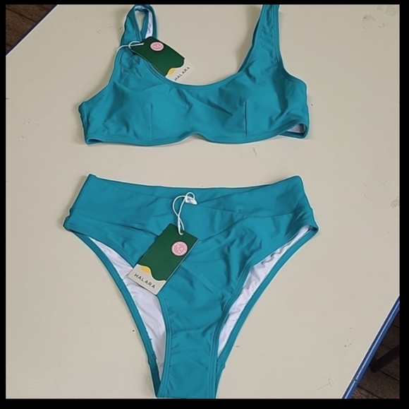 NEW HALARA  CROSS OVER  BIKINI teal green Size M top & bottom sold together - Picture 5 of 16